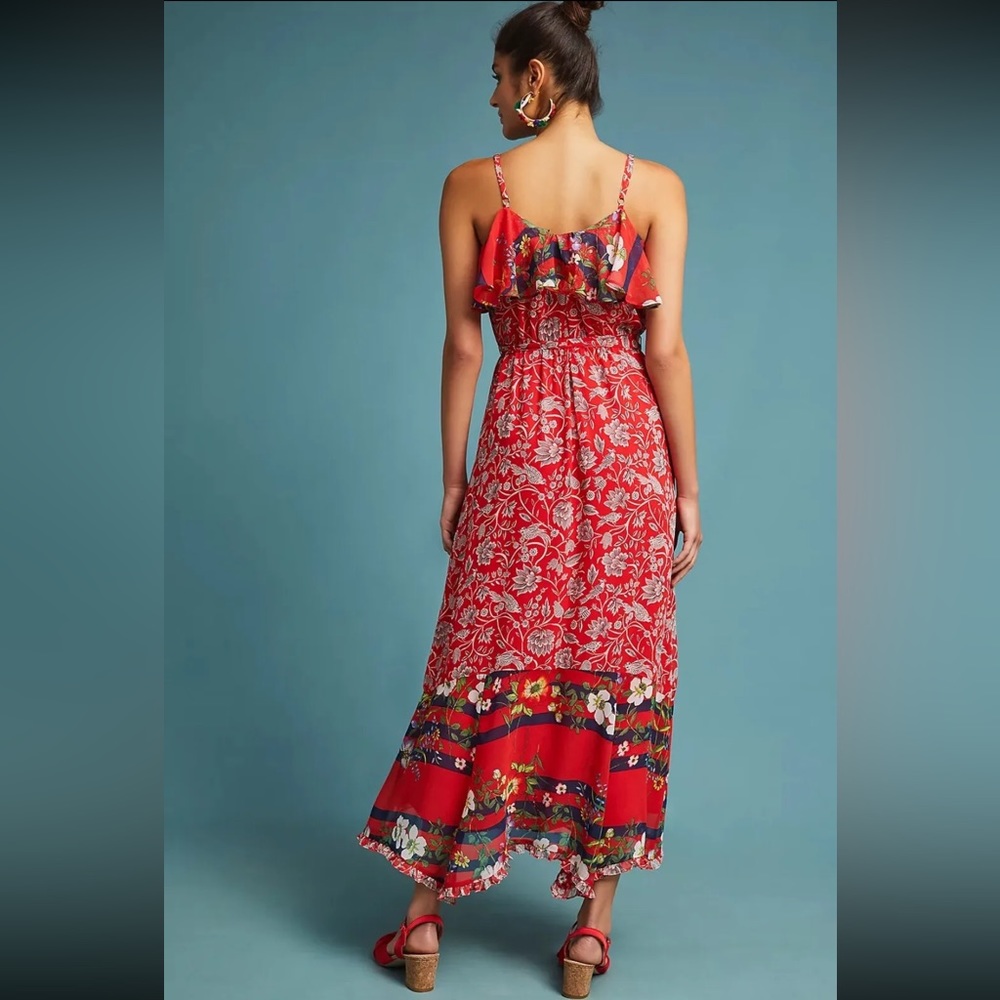 New Anthropologie red floral dress; One September brand “Zuri” Dress Size Medium - Picture 2 of 13